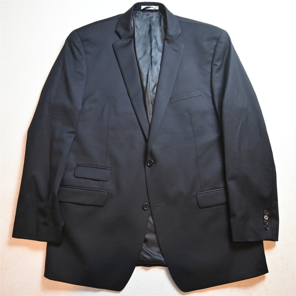 Joseph Abboud 44L Navy Blue 100% Wool Mens Blazer Suit Jacket Sport Coat
